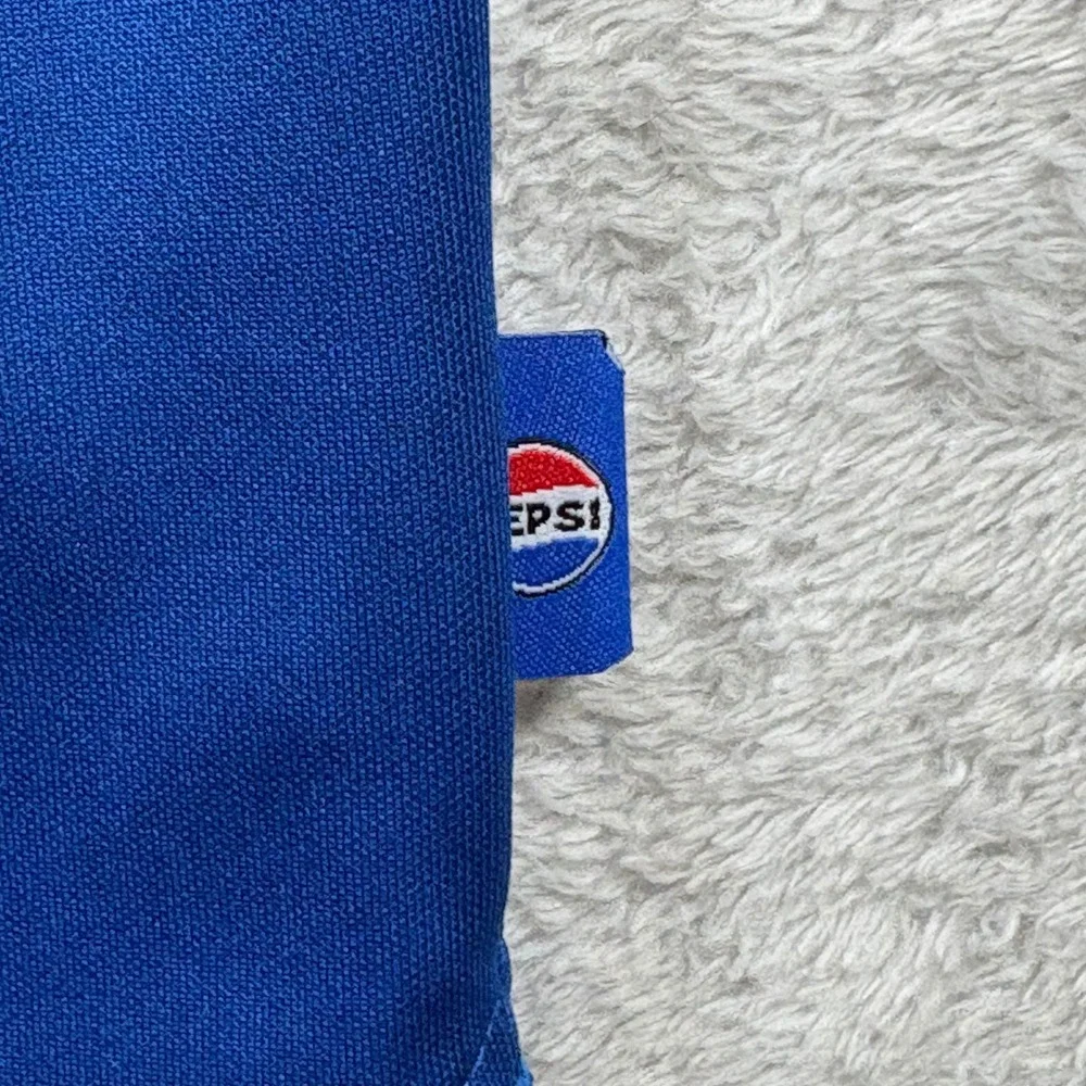 PEPSI PVC Logo Patch Employee Performance Polo Blue Work Uniform Mens Large - Picture 5 of 10